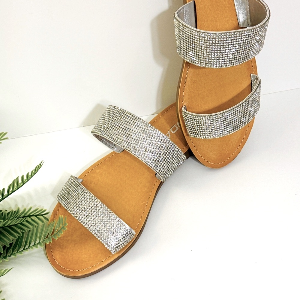 SODA Sparkle Shine Sequin Double Strap Slip On Sandals Sz 7 NWT - Picture 9 of 9